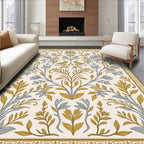 Golden Two Birds Floral Branches Rug