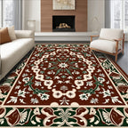 Deep Sienna Floral Medallion Border Rug