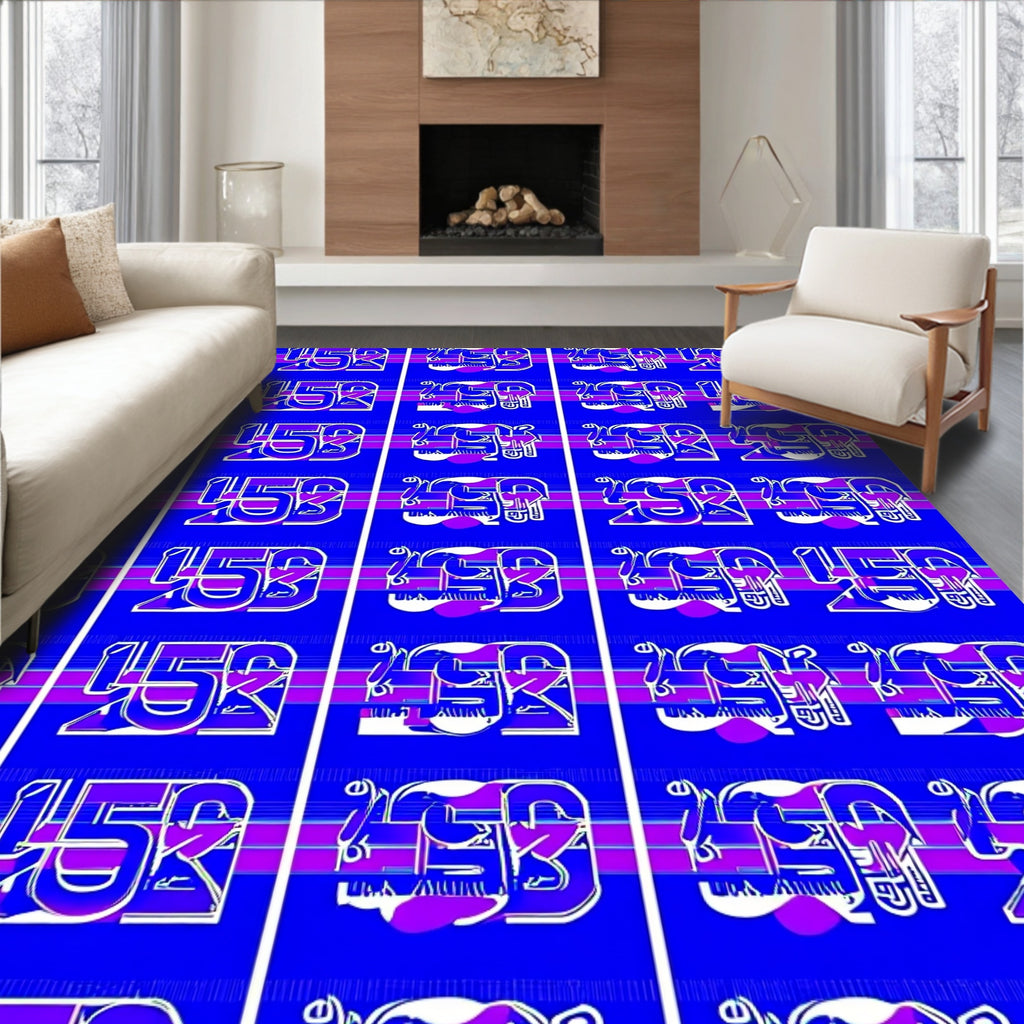 Retro Blue Purple Abstract Numbers Rug
