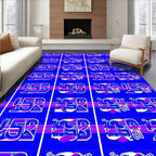 Retro Blue Purple Abstract Numbers Rug
