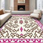 Crimson and Brown Tribal Diamond Rug