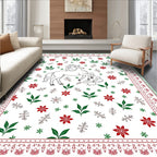 Enchanting White Unicorn Floral Garden Rug