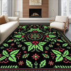 Vibrant Lime Green Cherry Blossom Medallion Rug