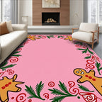Gingerbread Man Pink Garland Rug