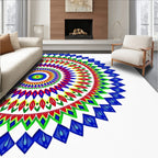 Vibrant Rainbow Ringed Mandala Rug