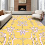 Surreal Floral Yellow Swirl Rug