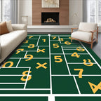 Green Geometric Number Layout Rug