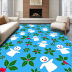 Joyful Snowmen And Holly Sprigs Rug