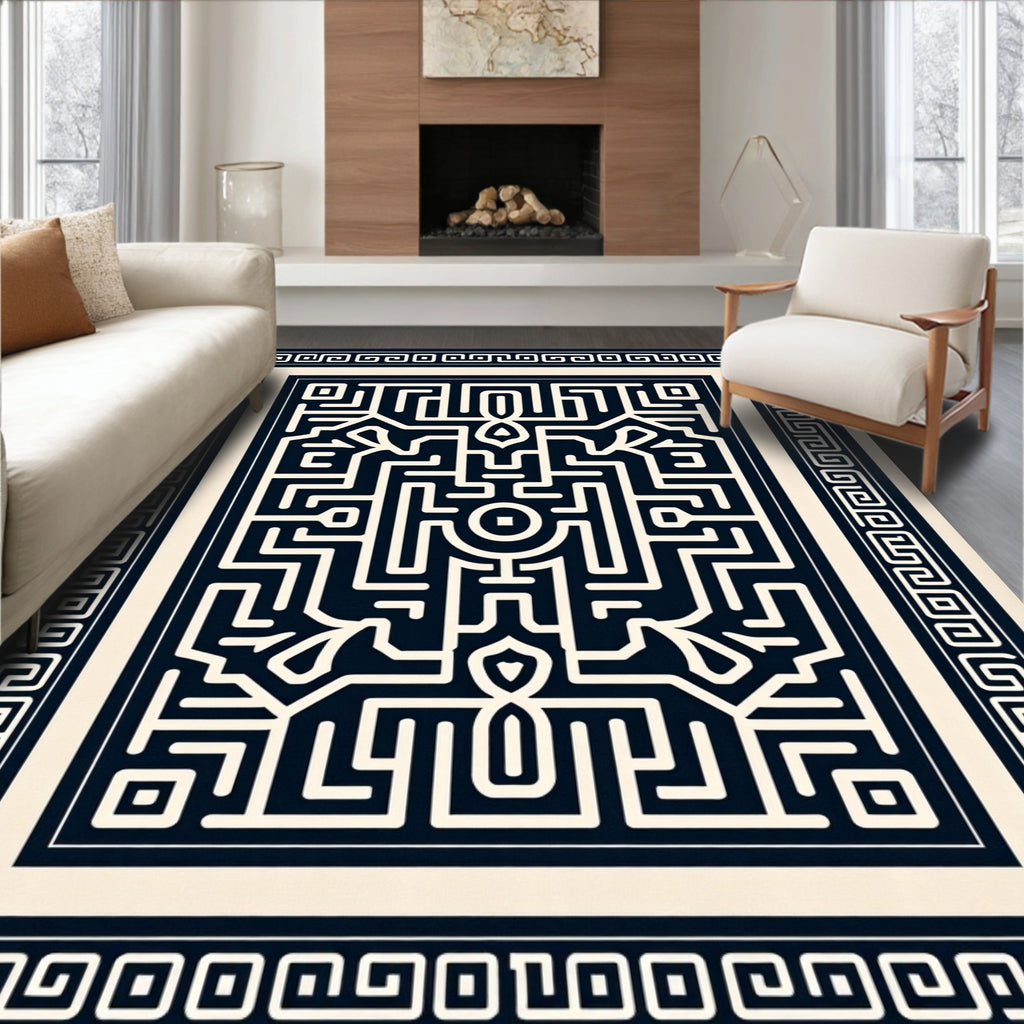 Navajo Inspired Geometric Maze Rug