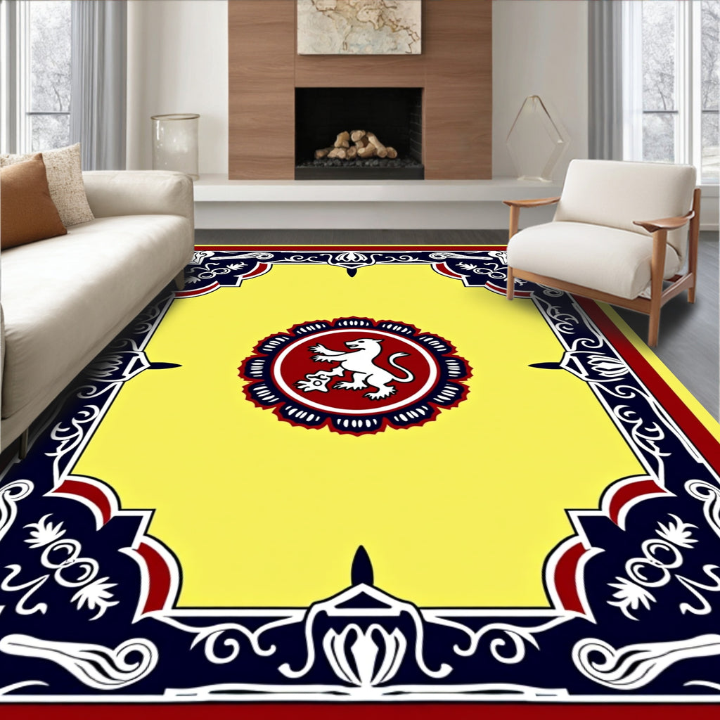 Yellow Lion Medallion Border Rug