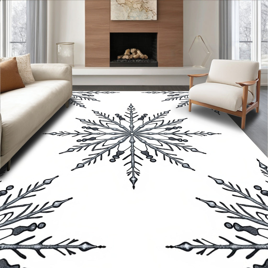Silver Snowflake Repeating Ornament Rug
