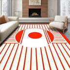 Bold Red Stripe Circle Accent Rug