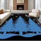 Blue Pine Forest Snowfall Rug