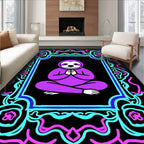 Vibrant Purple Sloth Meditation Frame Rug