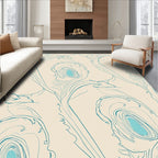 Elegant Teal Peacock Feather Outline Rug