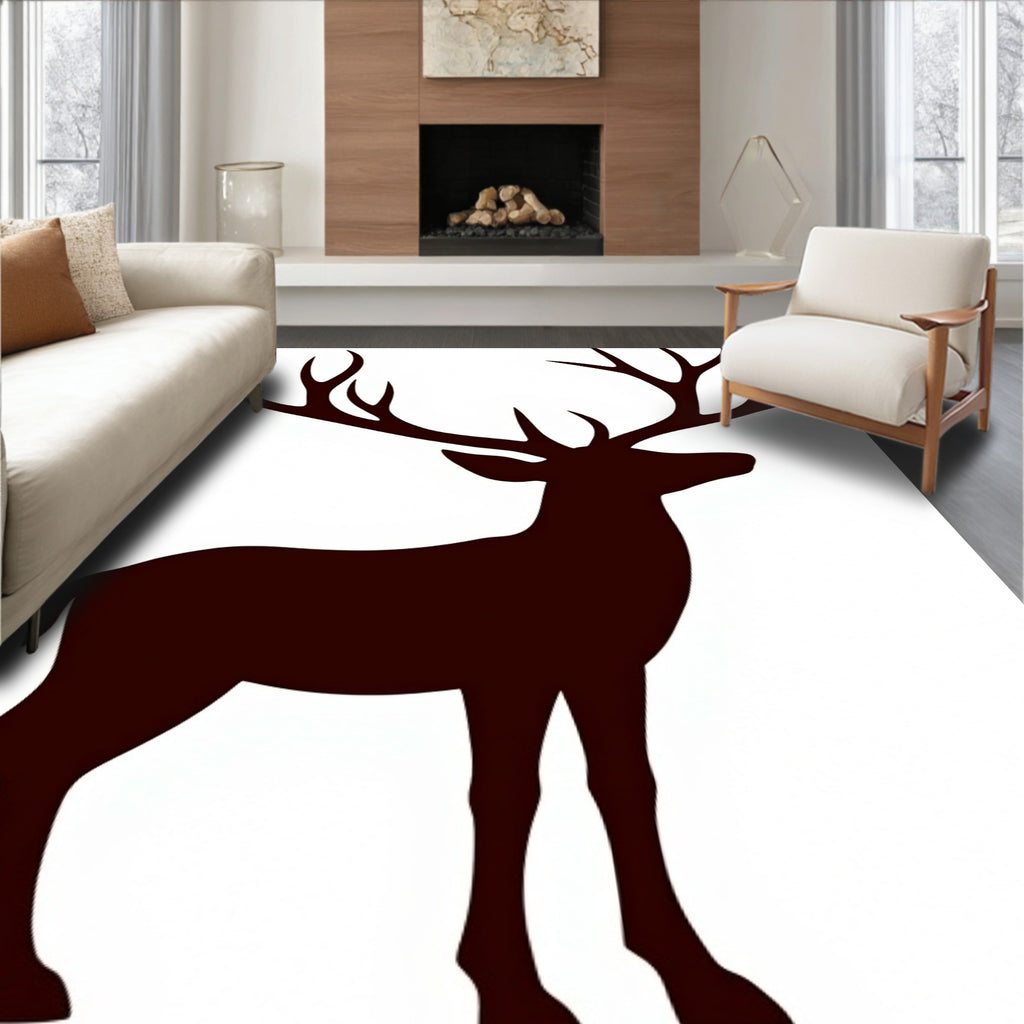 Majestic Brown Stag Silhouette Rug