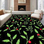 Christmas Holly Berry Branches Rug
