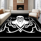 Bold Black White Skull Tribal Swirls Rug