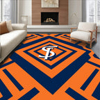 Orange Blue Geometric Logo Rug