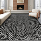 Modern Black White Chevron Line Rug