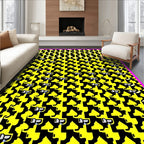 Bold Yellow Abstract Jigsaw Puzzle Rug