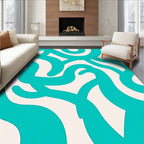 Aqua Swirl Cream Abstract Rug