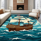 Vintage Sailing Ship Ocean Voyage Rug