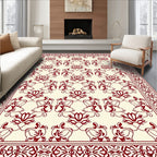 Crimson Floral Bordered Layout Rug