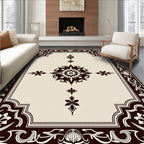 Rich Brown Floral Medallion Border Rug