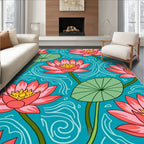 Coral Water Lily Pond Tile Rug