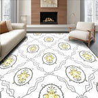Yellow Laurel Medallion Lattice Rug