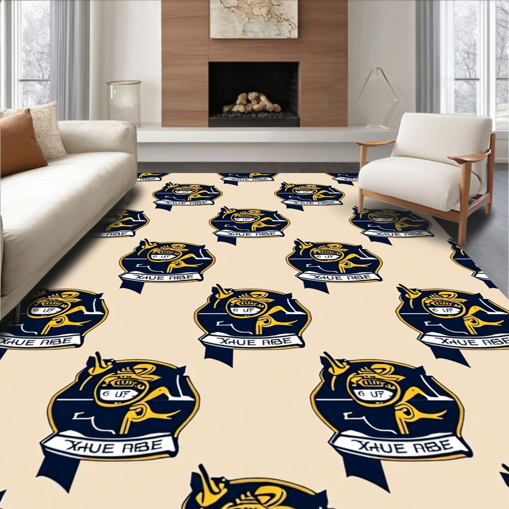 Navy Yellow Crest Shield Emblem Rug