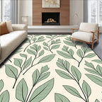 Pale Green Leaf Branch Arrangement Rug