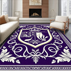 Regal Purple Courtly Emblem Rug