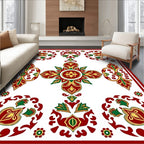 Crimson Gold Green Floral Medallion Array Rug