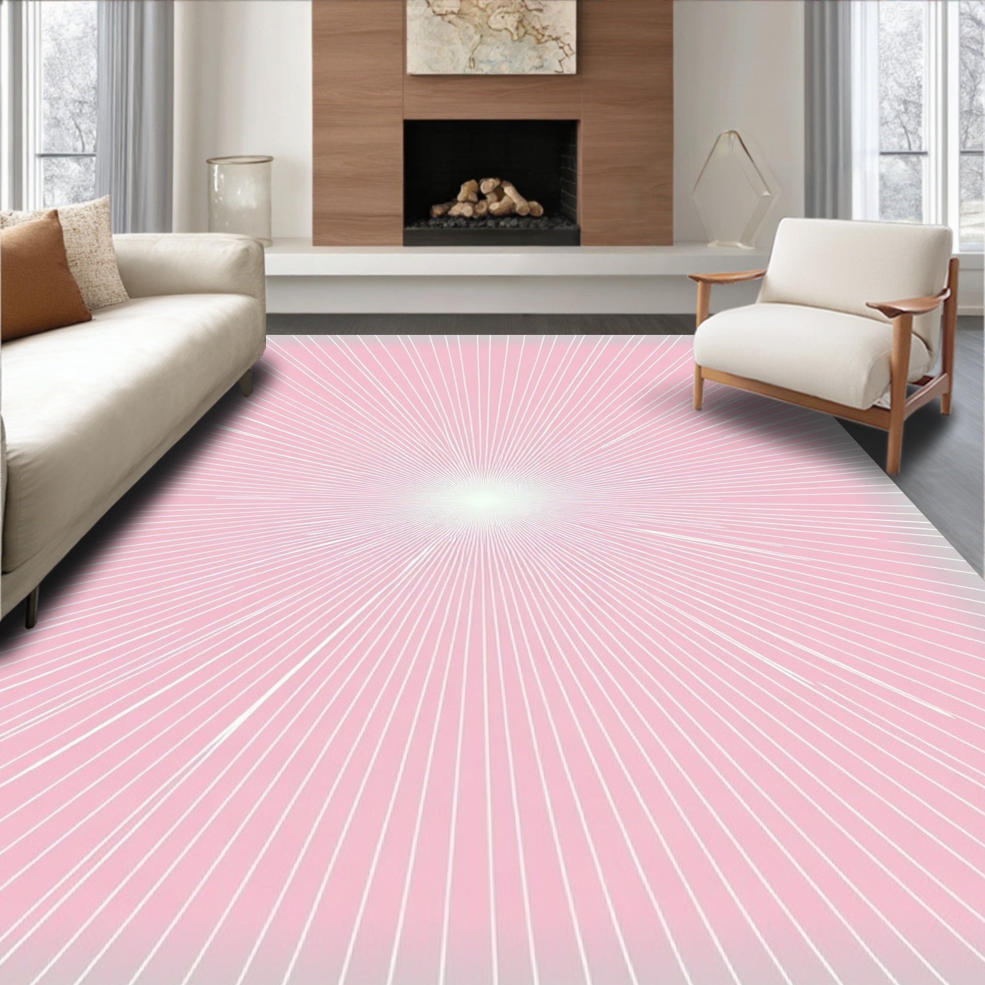 Soft Pink Radiant Burst Rug