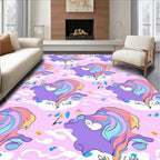 Whimsical Purple Horse Pastel Clouds Rug