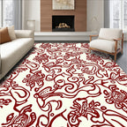 Crimson And Cream Organic Swirl Rug