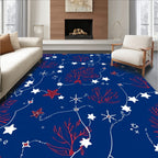 Deep Blue Red Star Twinkle Garland Rug