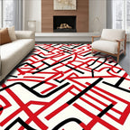 Bold Red Black Intertwined Lines Rug