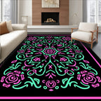 Fuchsia Mint Floral Scroll Radiance Rug