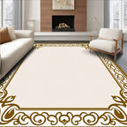 Ornate Brown Scrollwork Border Rug