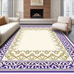 Deep Purple Geometric Gold Inlay Frame Rug