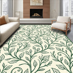Emerald Green Leafy Vine Scrollwork Rug