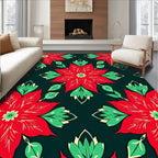 Crimson Poinsettia Garden Floral Rug