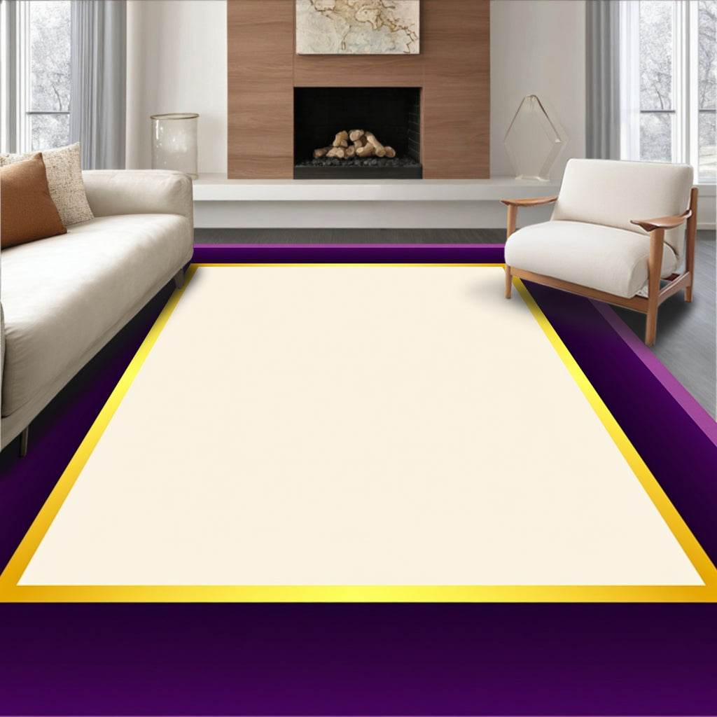Rich Amethyst Gold Border Rectangular Rug