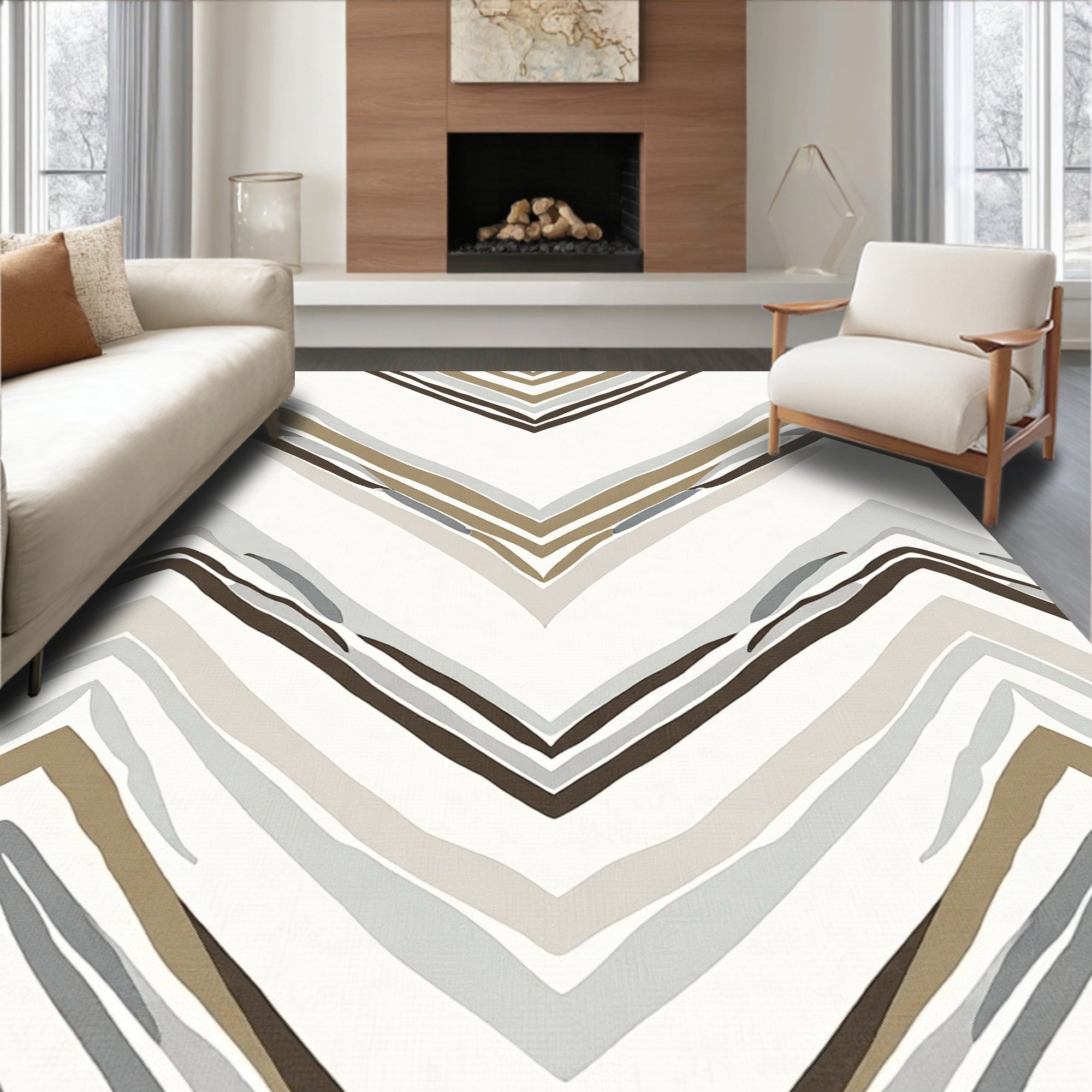 Chevron Zigzag Earthy Tone Rug