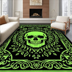 Glow In Dark Skull Floral Border Rug