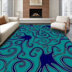 Oceanic Navy Blue Octopus Swirls Rug