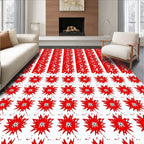 Bold Red Starburst Vertical Stripe Rug